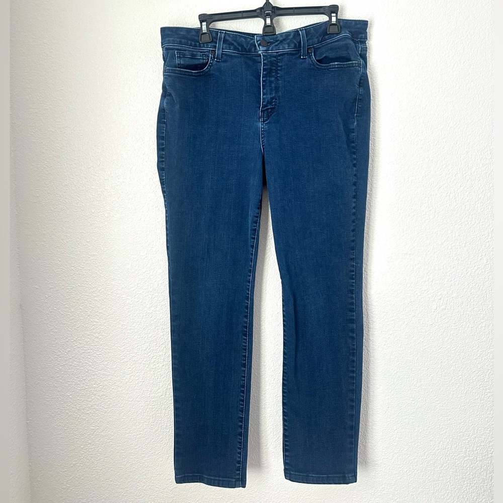 NYDJ Marilyn Straight Jeans Women’s 16 Blue Lift X Tuck Technology Dark Wash